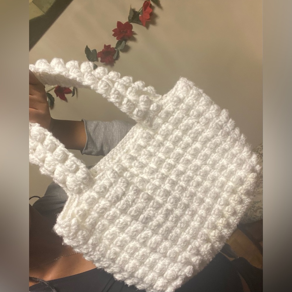 Crochet popcorn stitch Totebag
